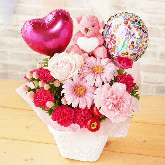 くまちゃんバルーンアレンジ』 生花 | 横浜花まりか フラワーギフト店