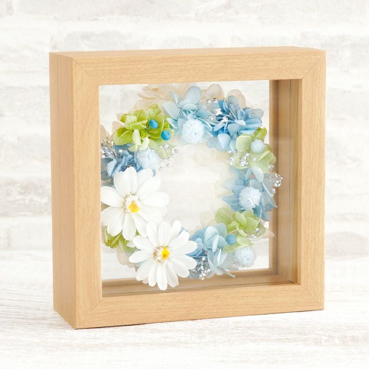 ジニアとイモーテルのリース プリザーブドフラワー