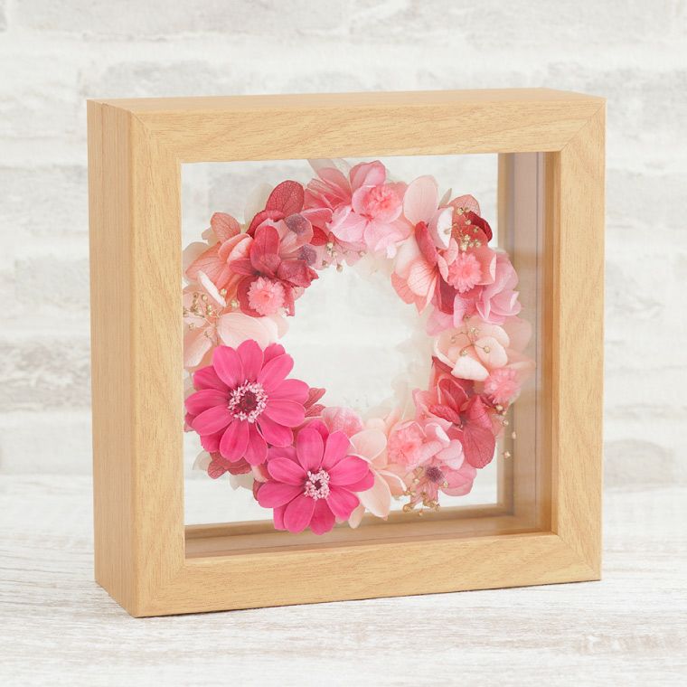 ジニアとイモーテルのリース』 プリザーブドフラワー｜横浜花まりか