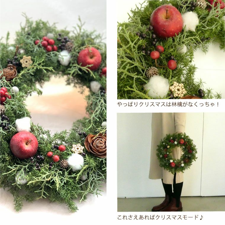 姫りんごのフォレストクリスマスリース Mサイズ・生 30cm』｜横浜花