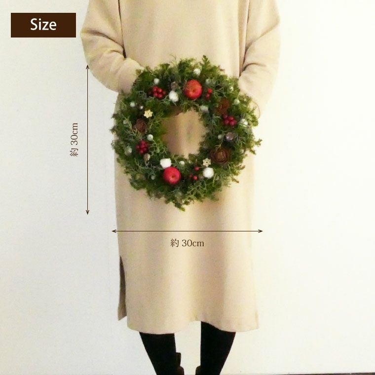 姫りんごのリース クリスマスリース 姫りんごと木の実の北欧スタイルクリスマスリースの