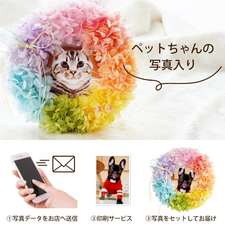 ペットちゃんの虹の橋リース エンジェル』お供え プリザーブドフラワー