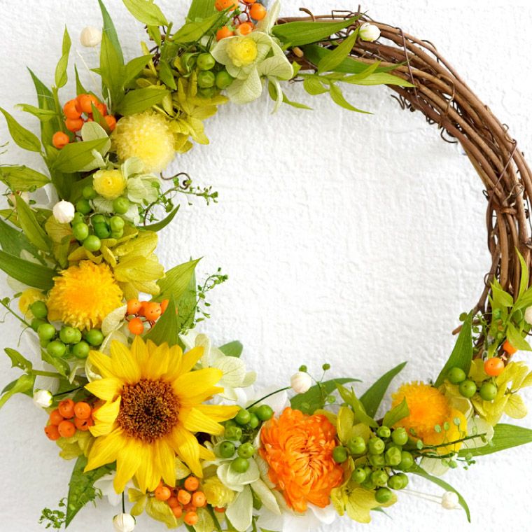 ひまわりリース・18cm Sサイズ』 プリザーブドフラワー｜横浜花まりか