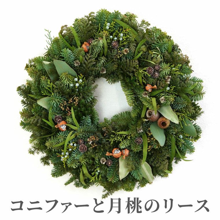 コニファーと月桃のクリスマスリース・生 30cm』｜横浜花まりか