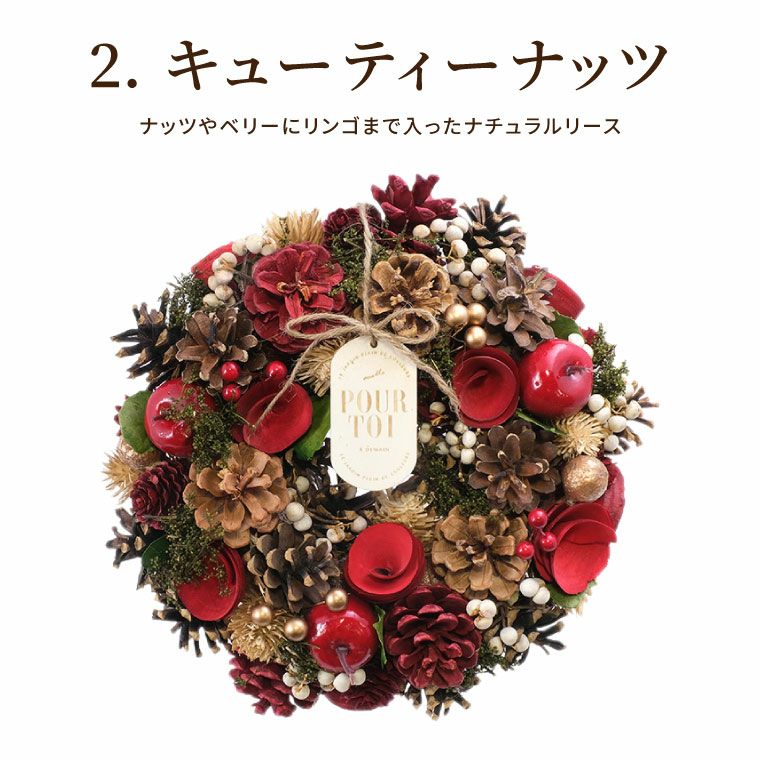 ＊Natural＊クリスマスリース☆ドライフラワーリース 光るセレクトクリスマスリース M 25cm LED付き』 ドライフラワー｜横浜