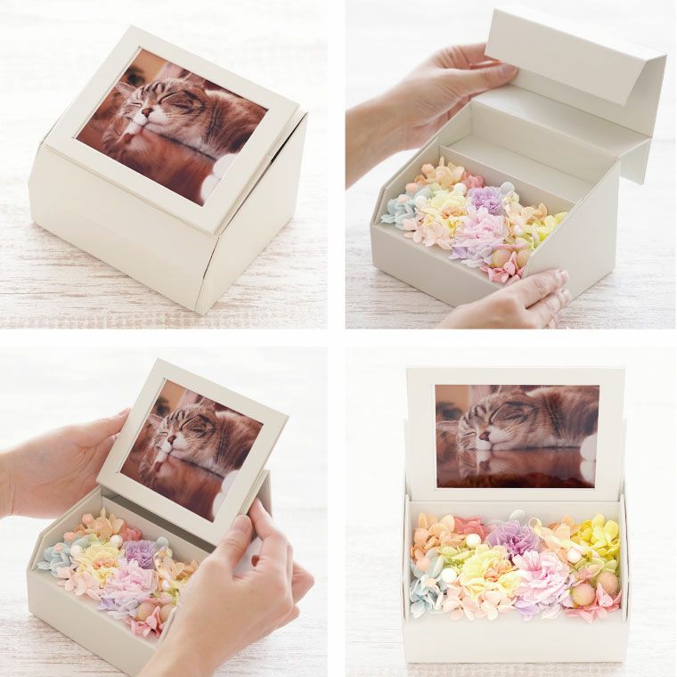 カオルさま専用ページ♡ カントリーハート　フリーボックス ペットちゃんの 虹の橋 フォトボックス』 お供え プリザーブドフラワー