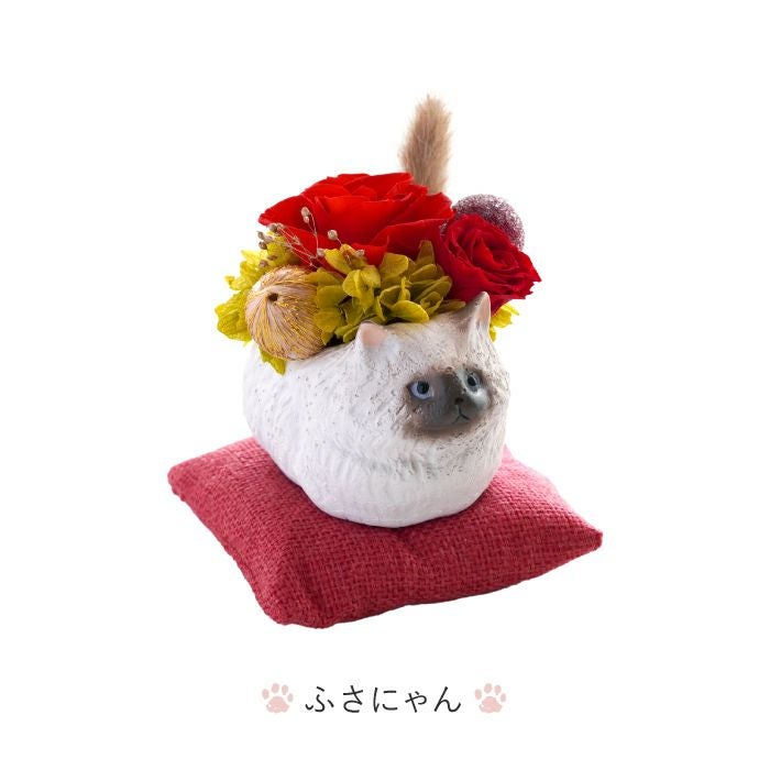 のんびり花にゃんこ』 プリザーブドフラワー｜横浜花まりか フラワー