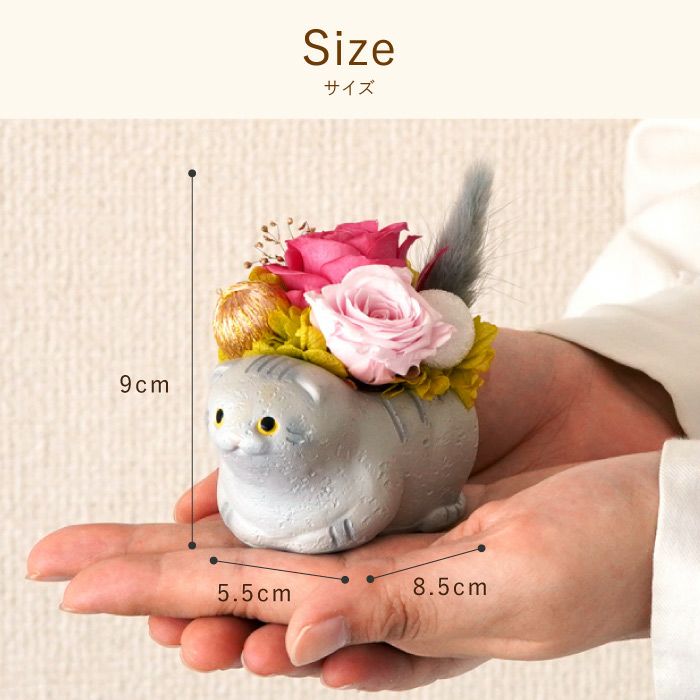 のんびり花にゃんこ』 プリザーブドフラワー｜横浜花まりか フラワー