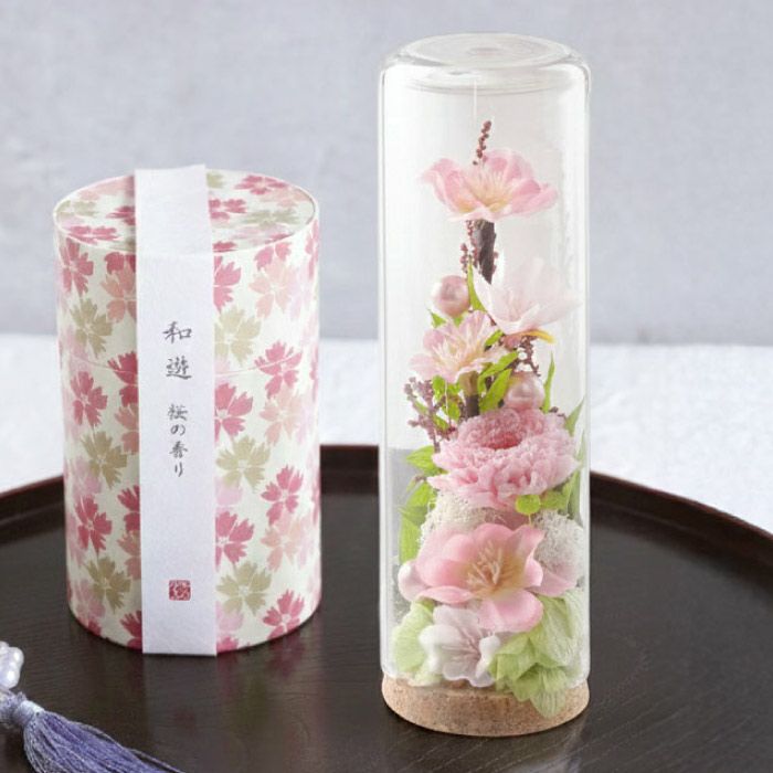 お供えフラワーボトルとお線香セット プリザーブドフラワー