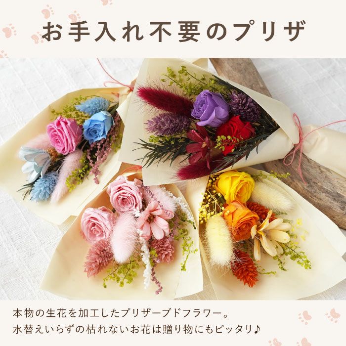 ちょこんと座る猫プリザ』 プリザーブドフラワー｜横浜花まりか