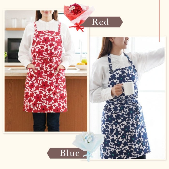 花柄エプロン＆ミニブーケセット