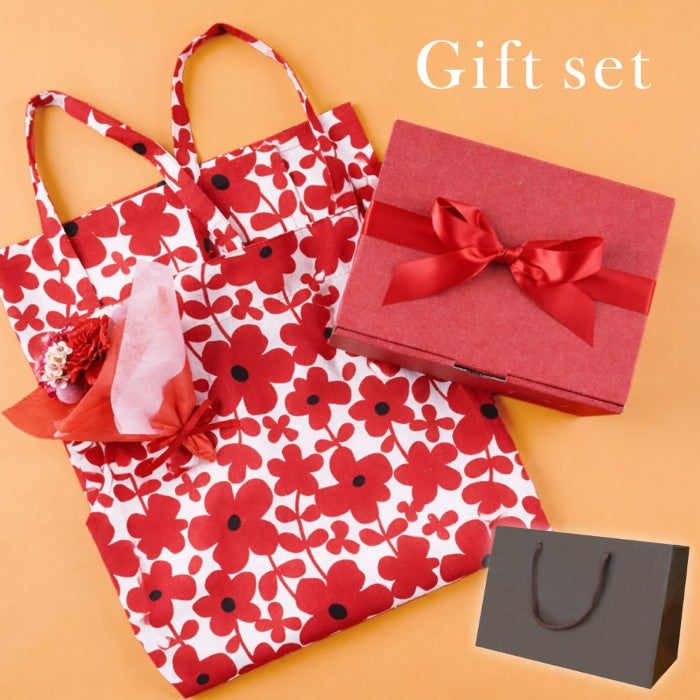 花柄エプロン＆ミニブーケセット